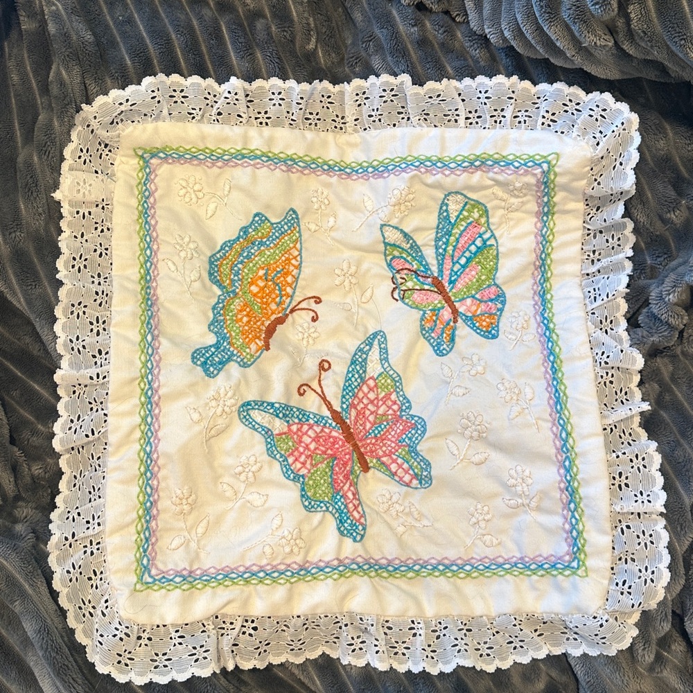 Colorful Butterfly Lace Pillow